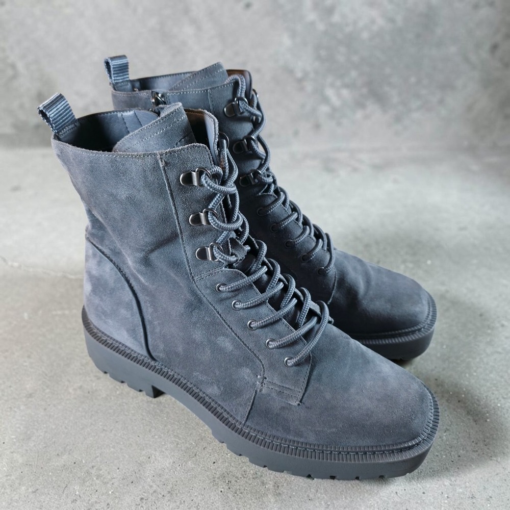 Sam Edelman Lue River Rock Suade Gray Combat & Lace-up Boots Women's 10